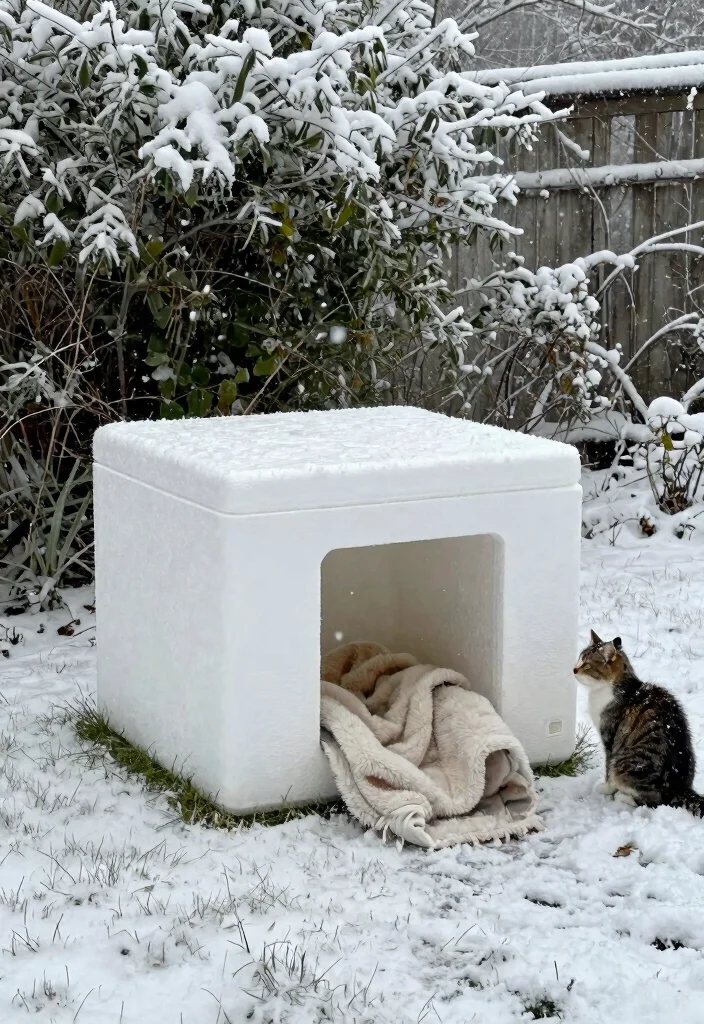 14 Outdoor Cat Shelter Ideas That Stay Warm in Freezing Weather - 5. The Styrofoam Cooler Shelter 1