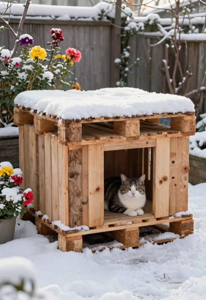 14 Outdoor Cat Shelter Ideas That Stay Warm in Freezing Weather - 8. The Pallet Cat Shelter 1
