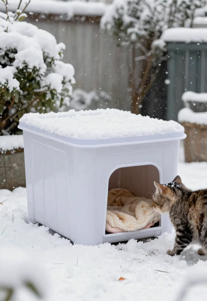 14 Outdoor Cat Shelter Ideas That Stay Warm in Freezing Weather - 9. The Plastic Storage Container Shelter 1