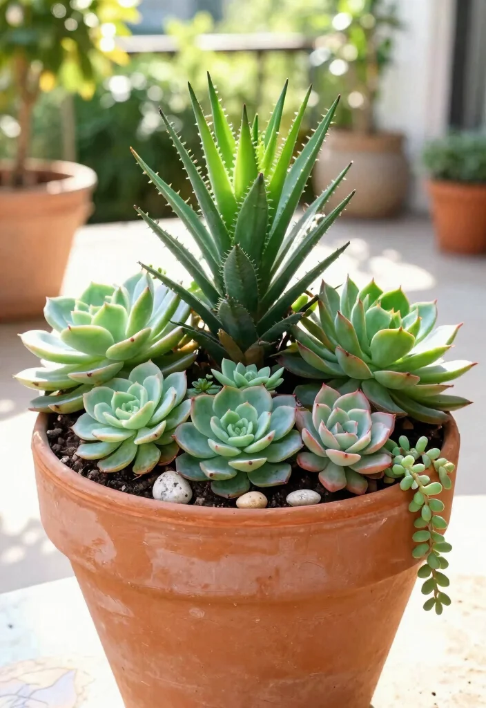 14 Patio Potted Plant Ideas That Survive Heat and Forgot Watering - 1. Succulent Wonderland 1