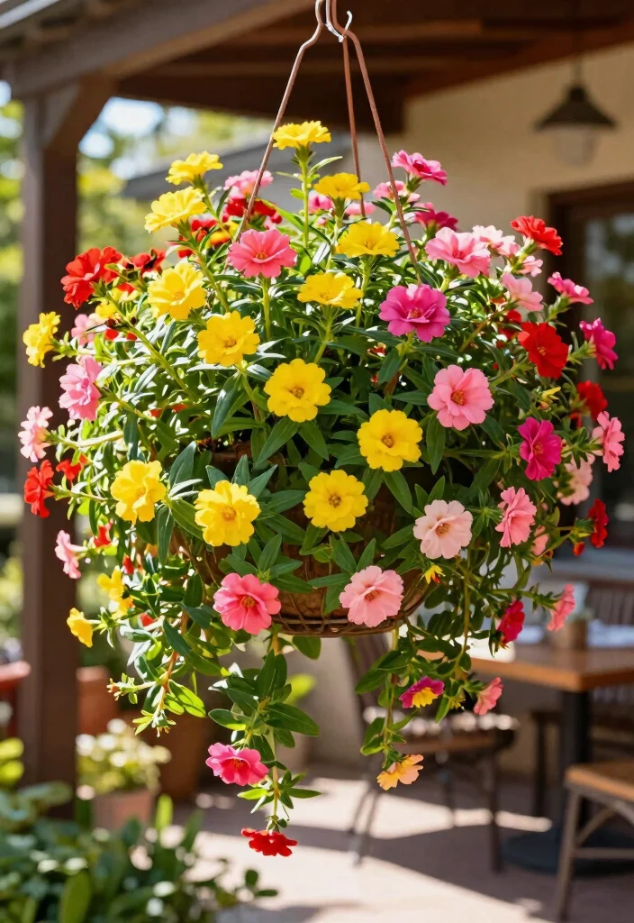 14 Patio Potted Plant Ideas That Survive Heat and Forgot Watering - 4. Colorful Portulaca (Moss Rose) 1