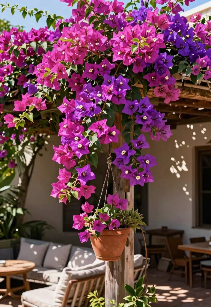 14 Patio Potted Plant Ideas That Survive Heat and Forgot Watering - 8. Vibrant Bougainvillea 1