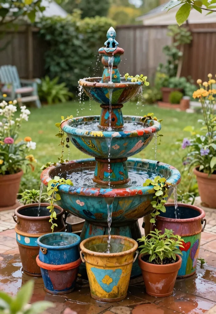 14 Patio Water Fountain Ideas That Don't Need a Buried Line - 10. Recycled Container Fountain 1