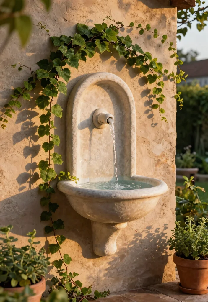 14 Patio Water Fountain Ideas That Don't Need a Buried Line - 4. Wall-Mounted Fountain 1