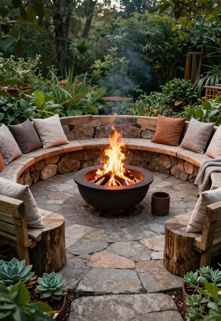 14 Paver Fire Pit Patio Ideas That Don't Need a Full Hardscape - 1. Rustic Paver Fire Pit Circle 1