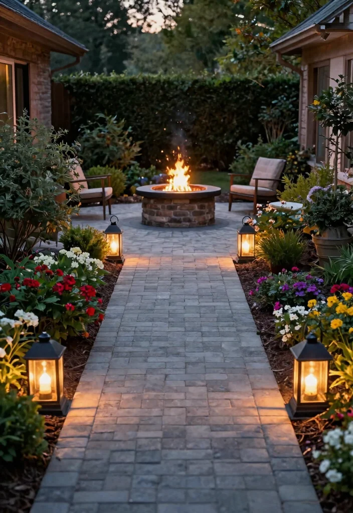 14 Paver Fire Pit Patio Ideas That Don't Need a Full Hardscape - 10. Fire Pit with Paver Pathway 1