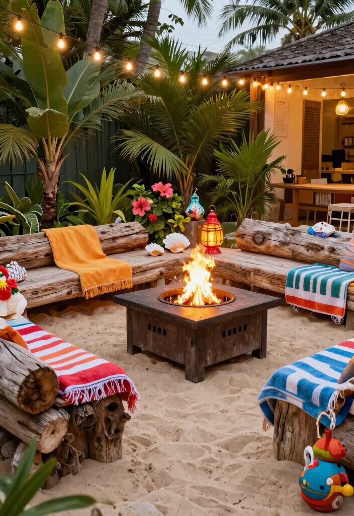 14 Paver Fire Pit Patio Ideas That Don't Need a Full Hardscape - 3. Beachy Vibes with Sandy Pavers 1