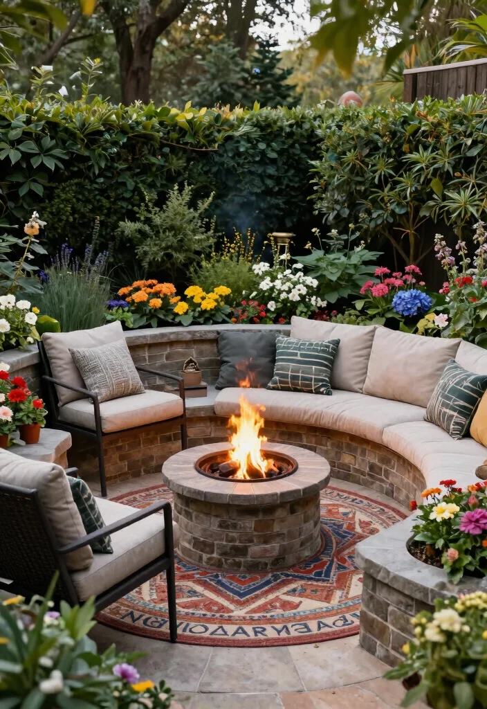 14 Paver Fire Pit Patio Ideas That Don't Need a Full Hardscape - 4. Cozy Nook with Curved Pavers 1