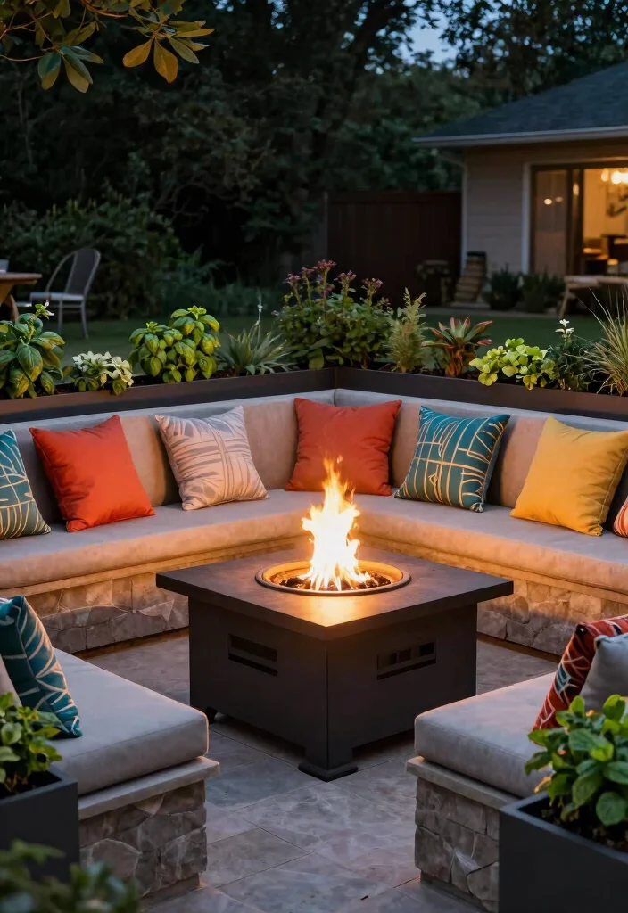 14 Paver Fire Pit Patio Ideas That Don't Need a Full Hardscape - 5. Compact Paver Fire Pit with Built-in Seating 1