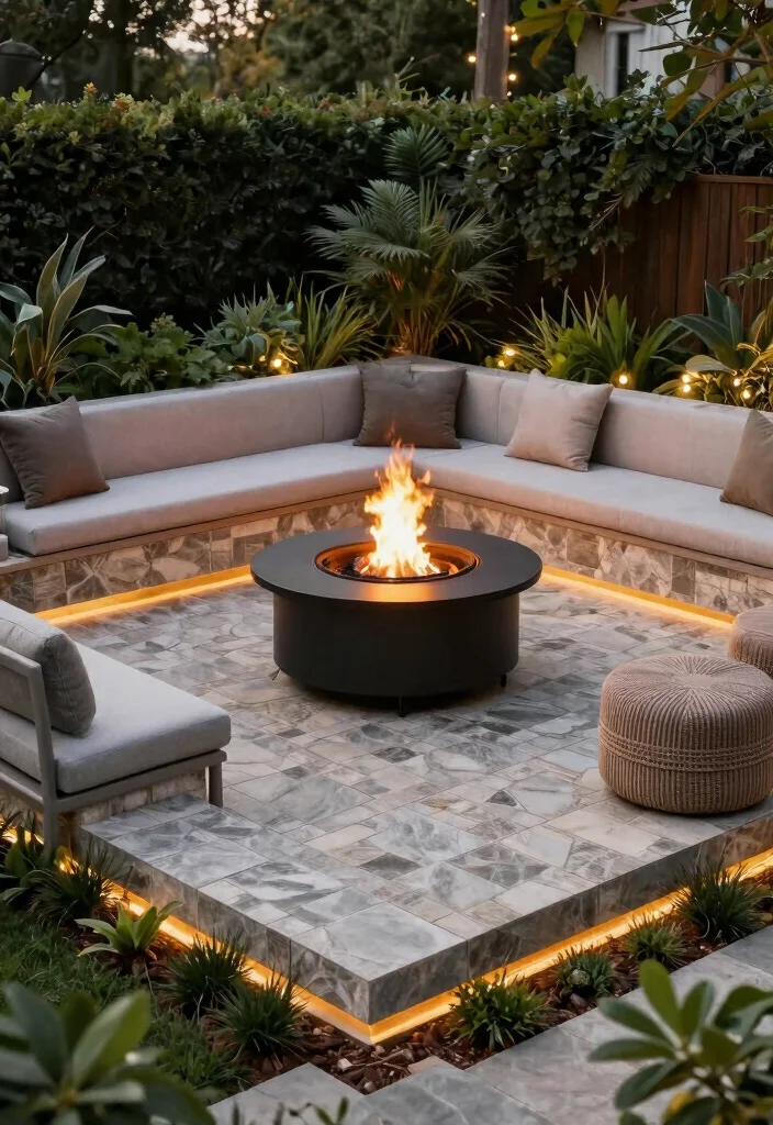 14 Paver Fire Pit Patio Ideas That Don't Need a Full Hardscape - 7. Elevated Fire Pit on a Raised Platform 1