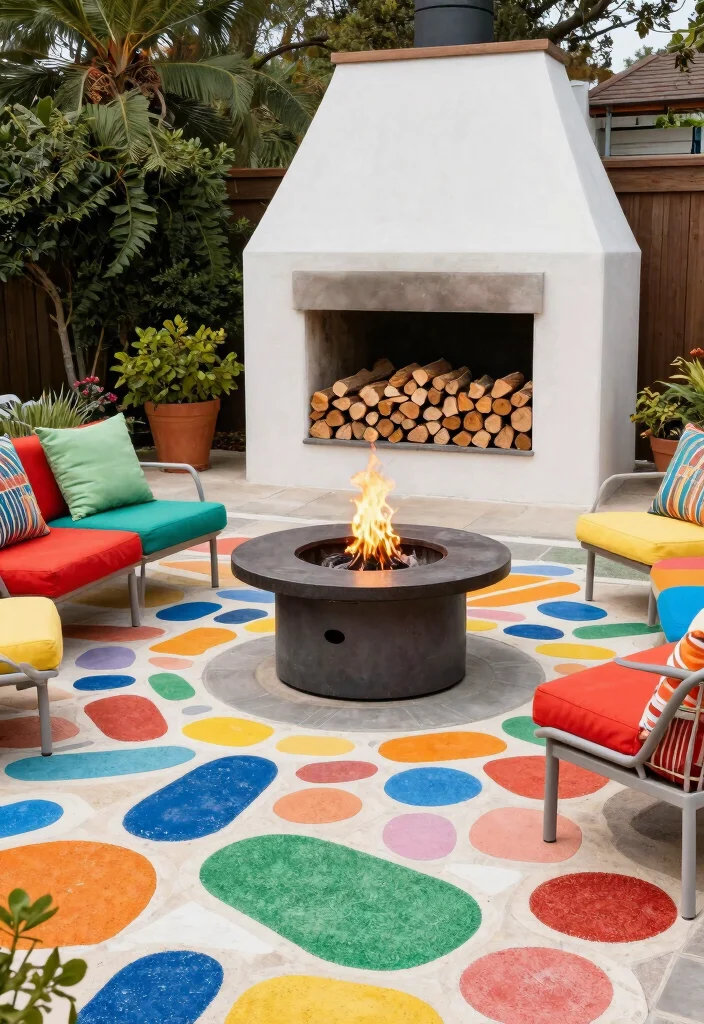 14 Paver Fire Pit Patio Ideas That Don't Need a Full Hardscape - 9. Playful Paver Patterns 1