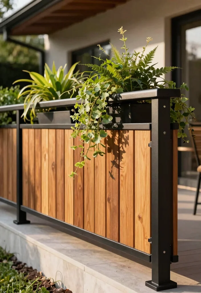 14 Porch Railing Ideas That Meet Code and Still Look Good - 2. Metal and Wood Combo 1