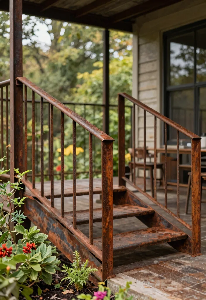 14 Porch Railing Ideas That Meet Code and Still Look Good - 6. Recycled Metal Railings 1