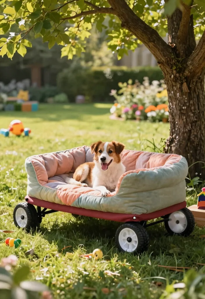 14 Wagon Wheel Decor Outdoor Ideas That Don't Look Too Country - 10. Wagon Wheel Dog Bed 1