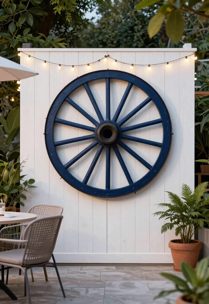 14 Wagon Wheel Decor Outdoor Ideas That Don't Look Too Country - 2. Wagon Wheel Wall Art 1