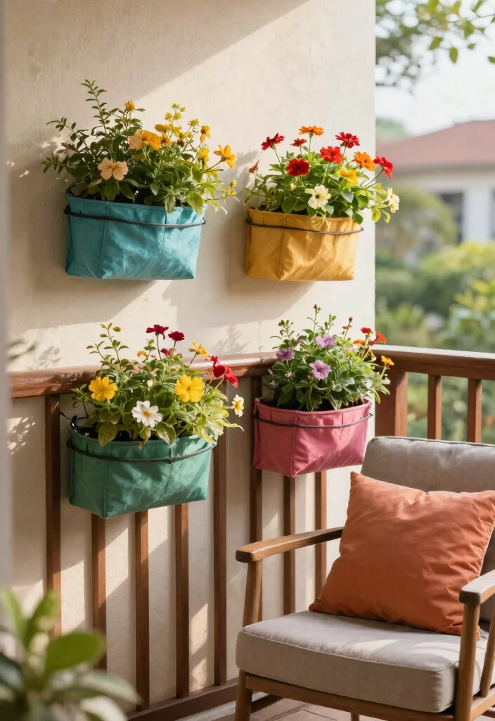15 Balcony Storage Ideas for Renters Who Can't Drill or Mount - 8. Outdoor Wall Pocket Planters 1