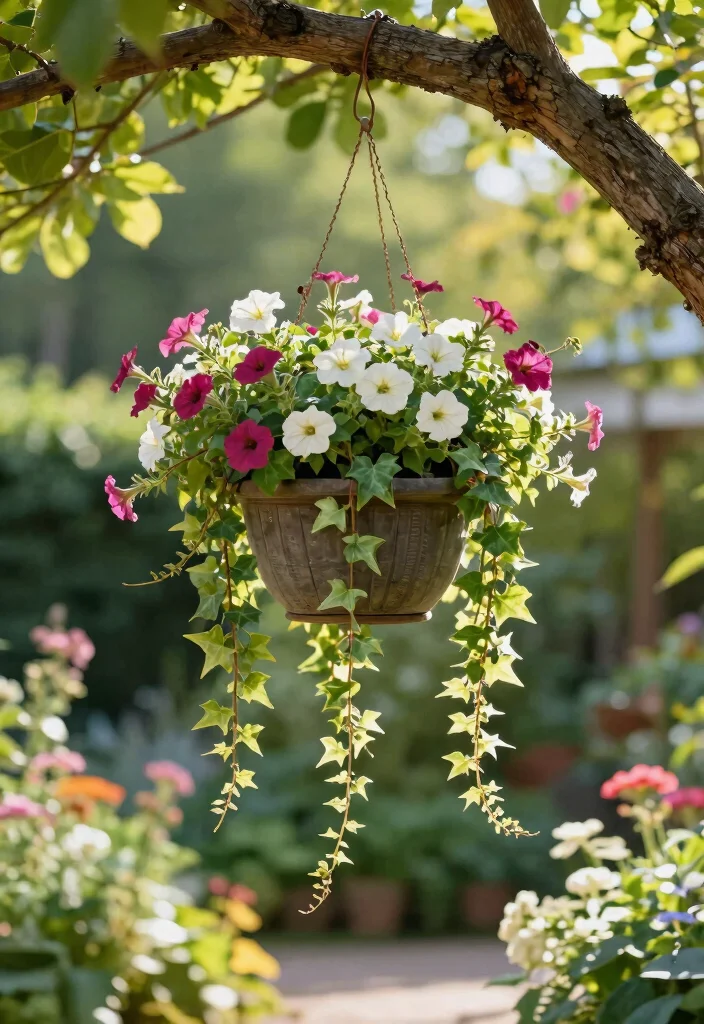 15 Barrel Planter Ideas That Drain Well and Don't Rot - 13. Barrel Hanging Planter 1