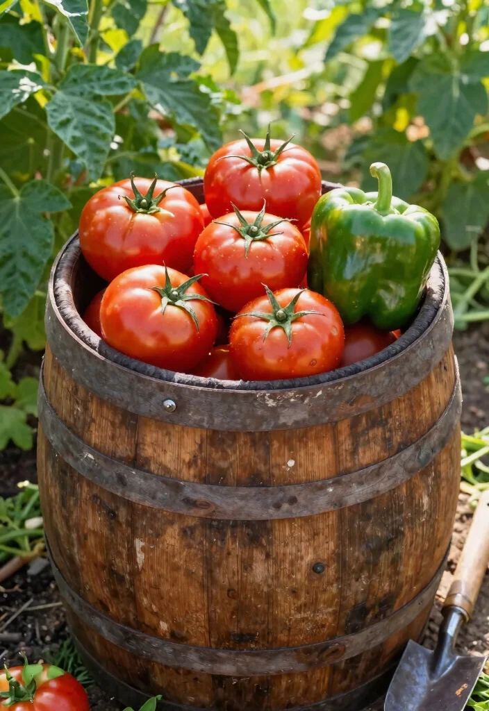 15 Barrel Planter Ideas That Drain Well and Don't Rot - 4. Rustic Vegetable Planter 1