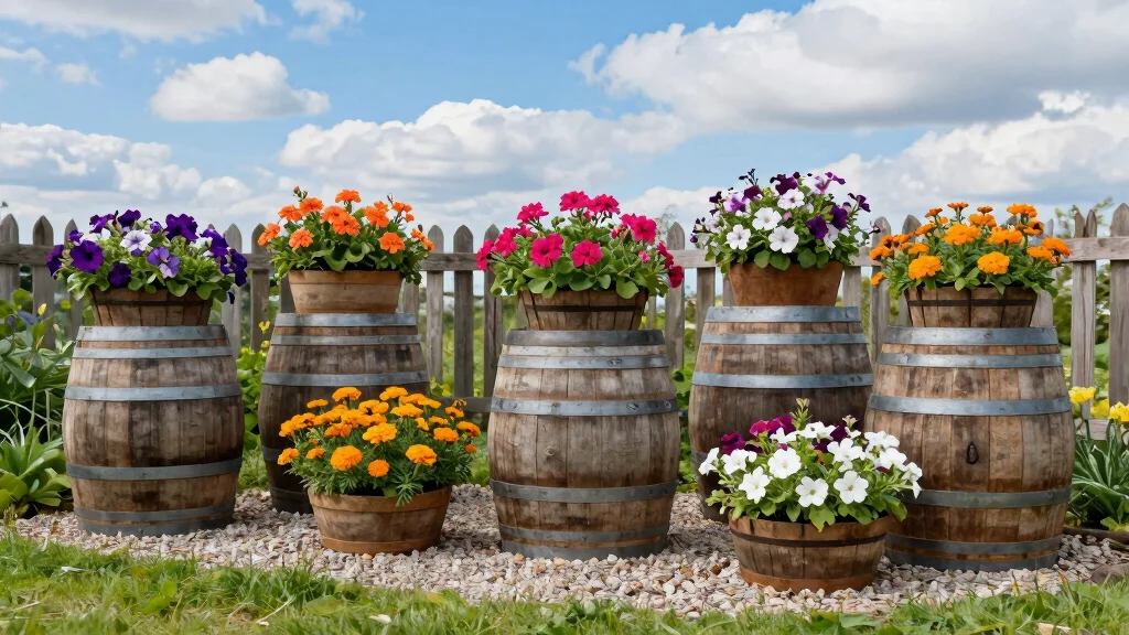 15 Barrel Planter Ideas That Drain Well and Don't Rot