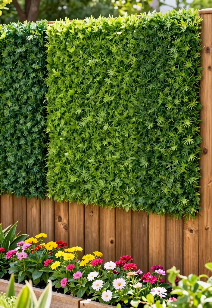 15 Fence Topper Ideas for Privacy Without Building Taller - 10. Faux Greenery Panels 1