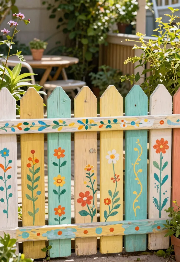 15 Fence Topper Ideas for Privacy Without Building Taller - 12. Painted and Stenciled Designs 1