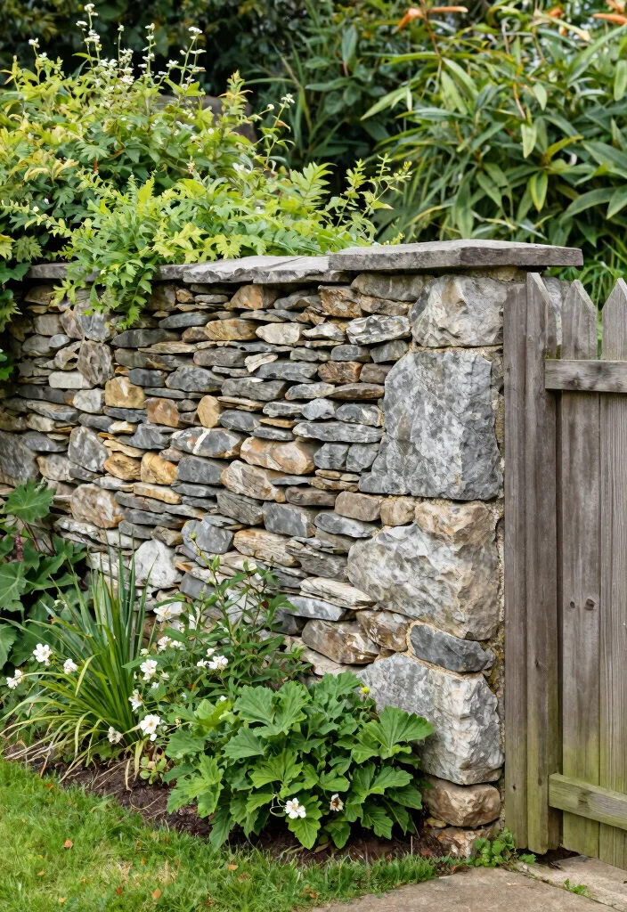 15 Fence Topper Ideas for Privacy Without Building Taller - 13. Rustic Stonework 1