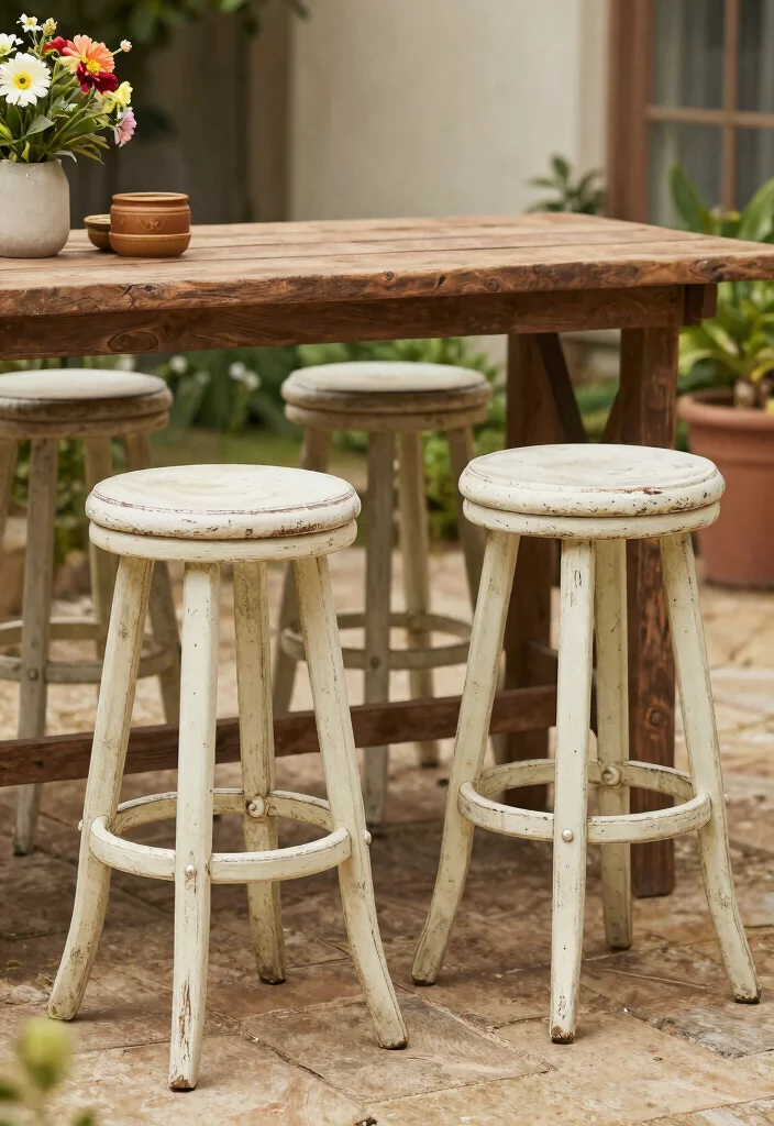 15 Modern Farmhouse Barstools That Support Heavy Use Daily - 11. Farmhouse Chic with Vintage Charm 1