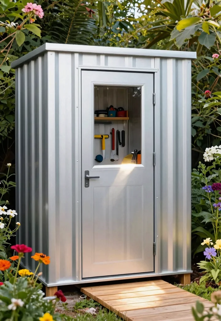 15 Outdoor Storage Cabinet Ideas That Keep Tools Dry and Hidden - 2. Compact Metal Storage Shed 1