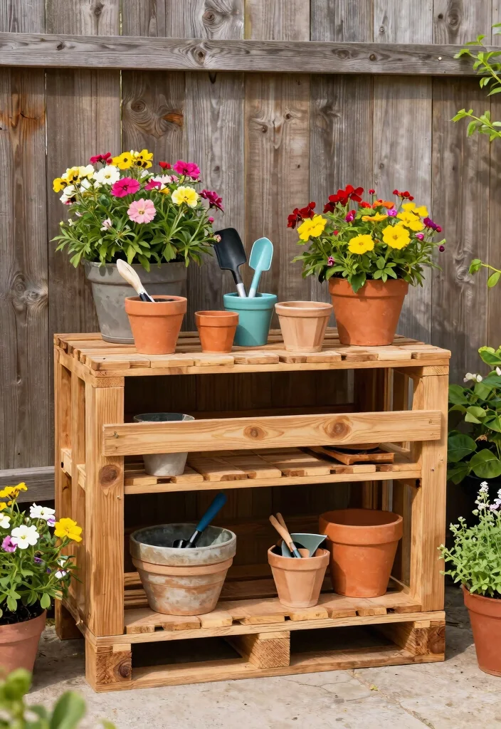 15 Outdoor Storage Cabinet Ideas That Keep Tools Dry and Hidden - 3. Wooden Pallet Garden Storage 1