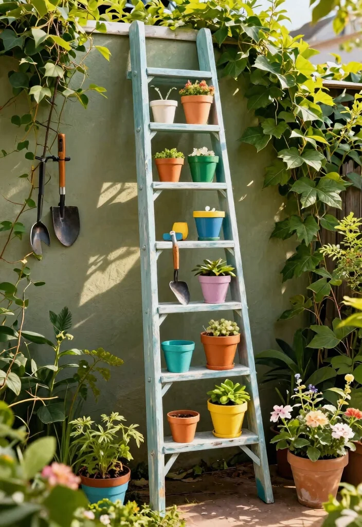 15 Outdoor Storage Cabinet Ideas That Keep Tools Dry and Hidden - 6. Vertical Ladder Storage 1