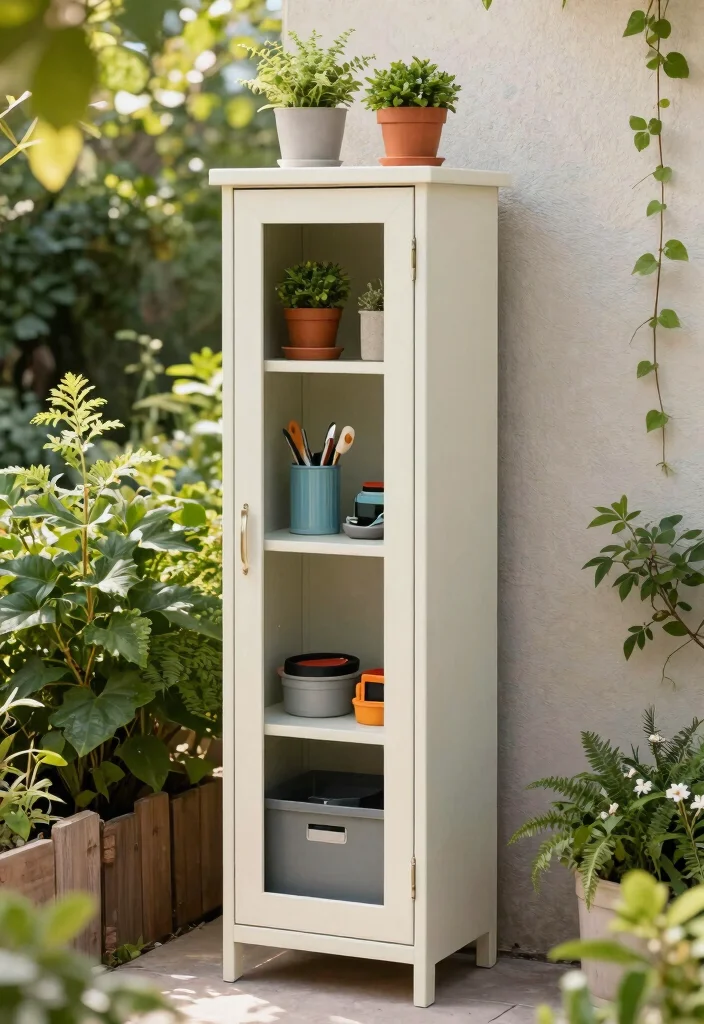 15 Outdoor Storage Cabinet Ideas That Keep Tools Dry and Hidden - 9. Tall, Narrow Cabinet 1