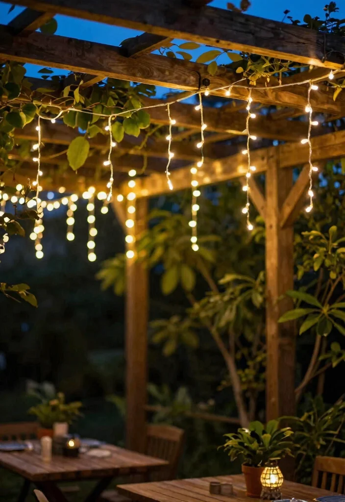 15 Pergola Lighting Ideas That Don't Require Running New Wire - 1. Solar String Lights for Enchanting Evenings 1