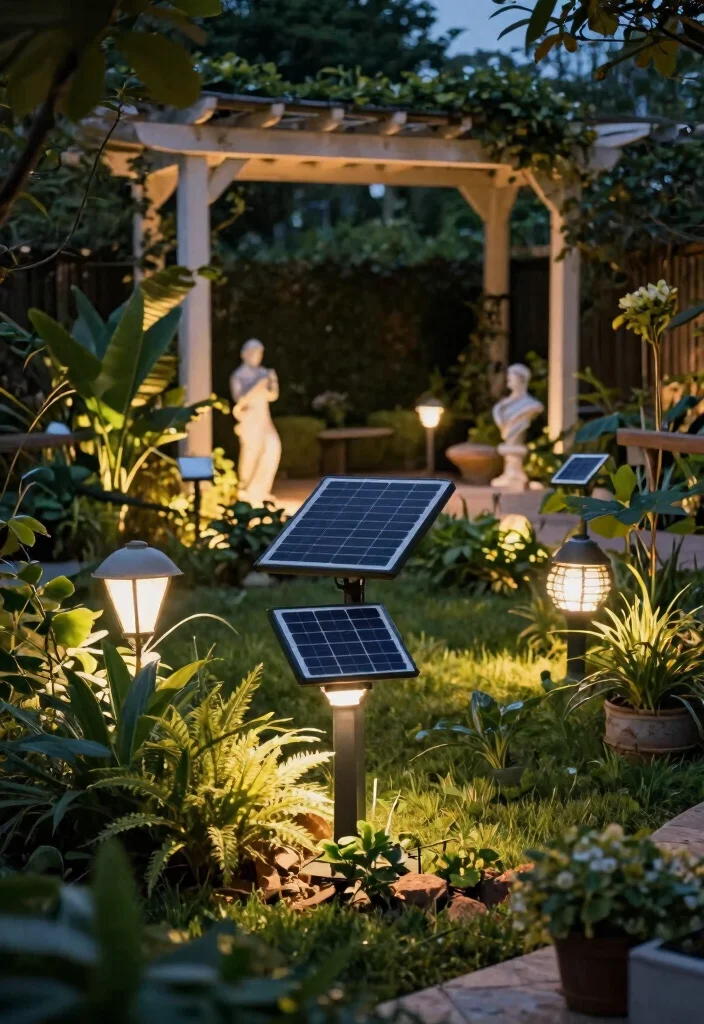 15 Pergola Lighting Ideas That Don't Require Running New Wire - 10. Solar Spotlights for Accenting Features 1