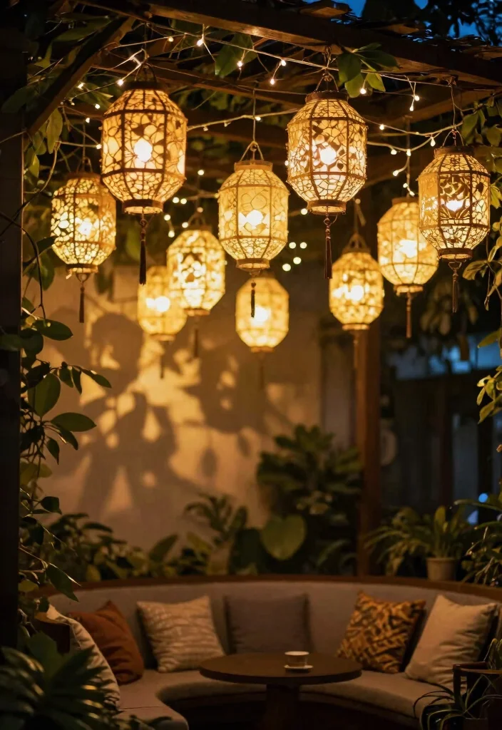 15 Pergola Lighting Ideas That Don't Require Running New Wire - 13. Solar Fairy Lanterns for Whimsical Charm 1