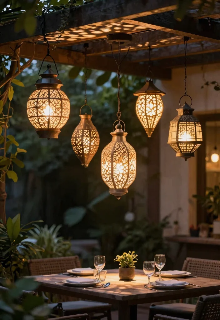 15 Pergola Lighting Ideas That Don't Require Running New Wire - 2. Chic Solar Lanterns for a Cozy Vibe 1
