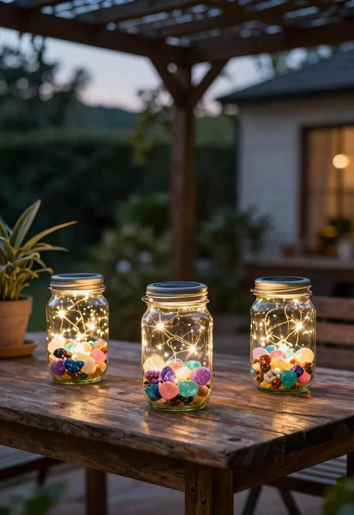 15 Pergola Lighting Ideas That Don't Require Running New Wire - 3. DIY Solar Jar Lights for a Personal Touch 1