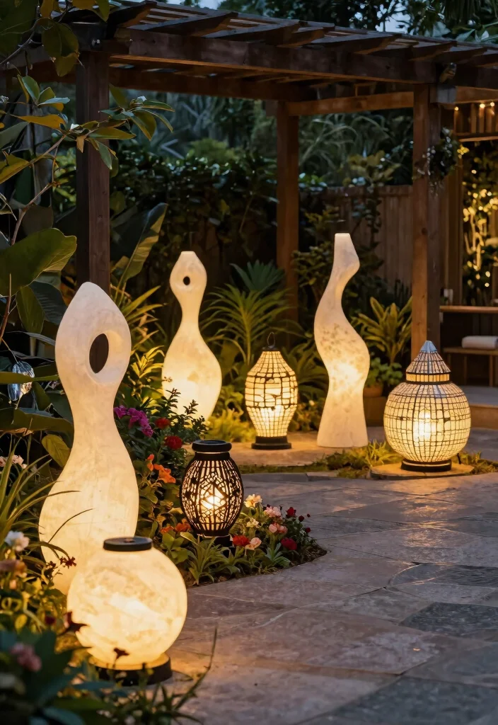 15 Pergola Lighting Ideas That Don't Require Running New Wire - 9. Creative Solar Light Fixtures for Unique Style 1