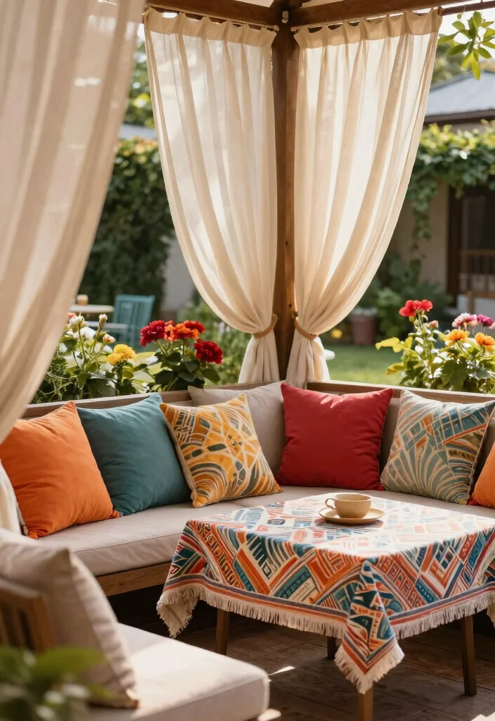 15 Rental Patio Ideas That Don't Require Landlord Permission - 7. Use of Colorful Fabrics 1