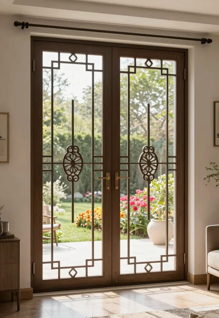 15 Sliding Patio Doors Ideas That Let in Light Without Sacrificing Privacy - 11. Sliding Doors with Decorative Grilles 1