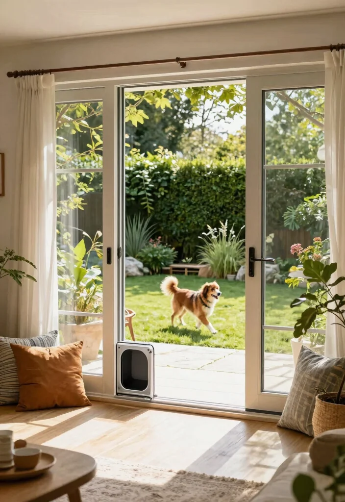 15 Sliding Patio Doors Ideas That Let in Light Without Sacrificing Privacy - 13. Sliding Patio Doors with Built-In Pet Doors 1