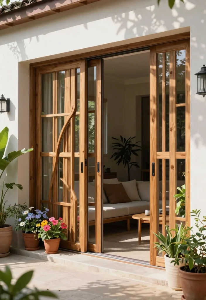 15 Sliding Patio Doors Ideas That Let in Light Without Sacrificing Privacy - 2. Sliding Glass Doors with Privacy Screens 1