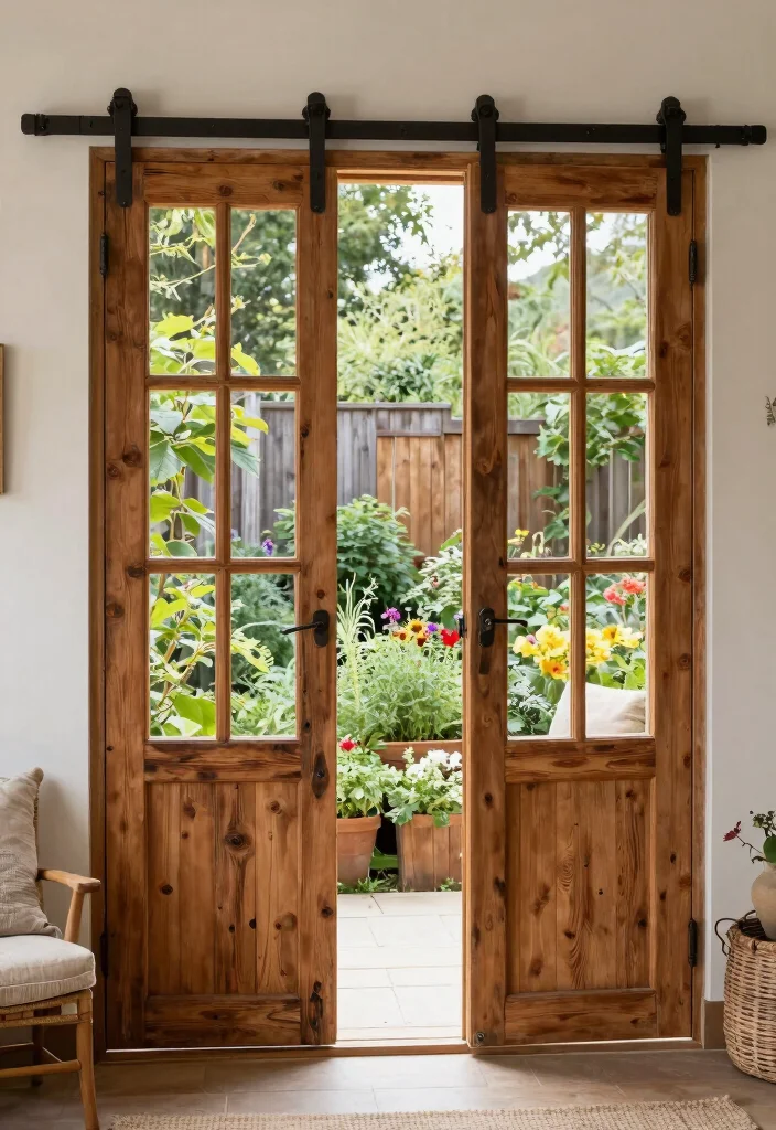 15 Sliding Patio Doors Ideas That Let in Light Without Sacrificing Privacy - 4. Rustic Barn Door Style Sliding Patio Doors 1