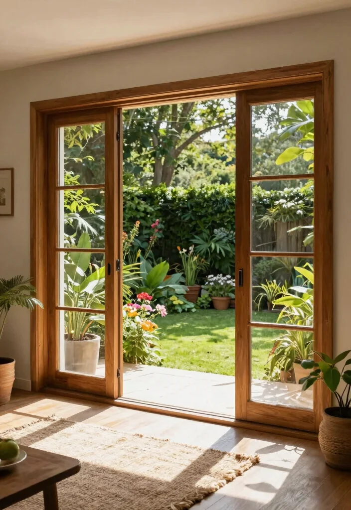 15 Sliding Patio Doors Ideas That Let in Light Without Sacrificing Privacy - 8. Natural Wood Framed Sliding Doors 1
