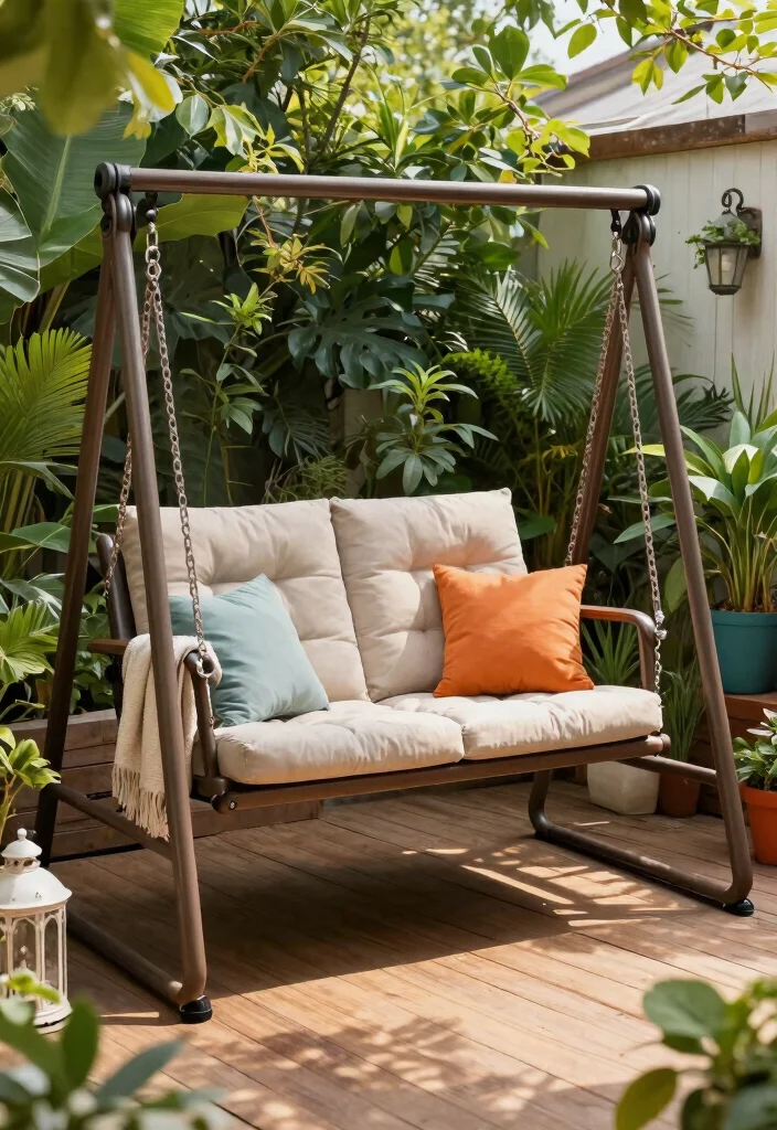 15 Swing Chair Outdoor Ideas That Hang Without Drilling Into Walls - 1. Freestanding Swing Chair 1