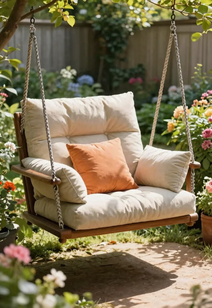 15 Swing Chair Outdoor Ideas That Hang Without Drilling Into Walls - 11. Swing Chairs with Cushions 1