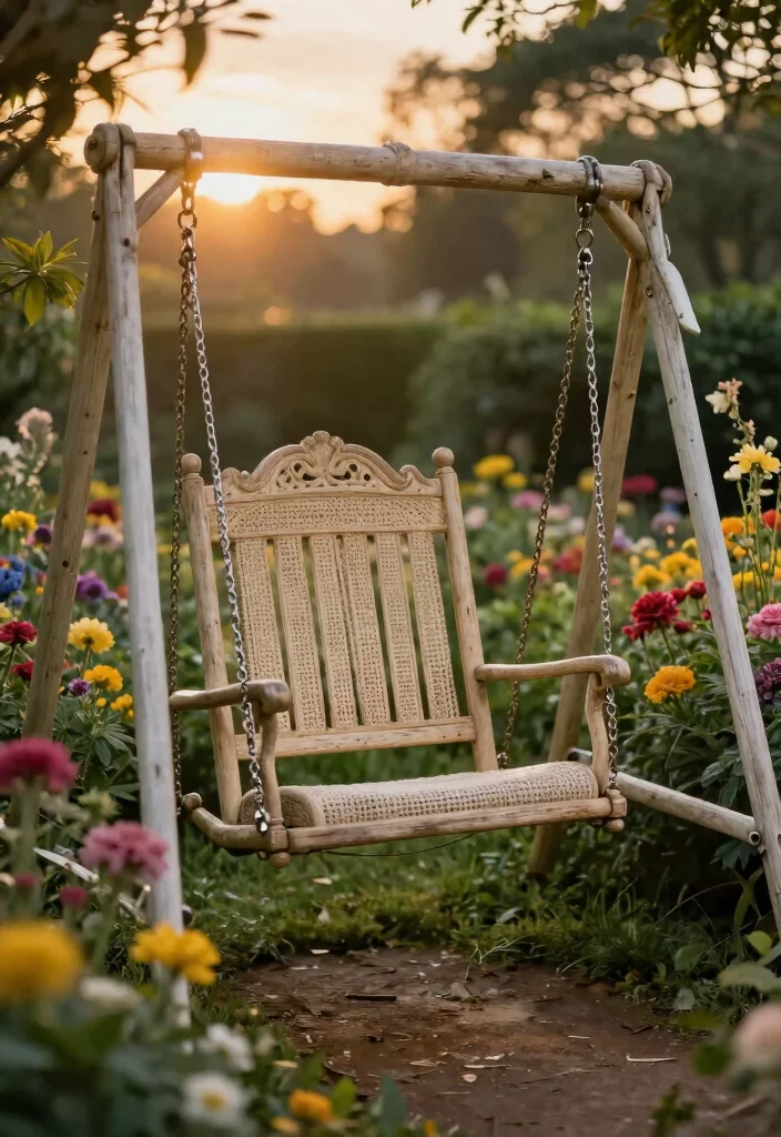 15 Swing Chair Outdoor Ideas That Hang Without Drilling Into Walls - 13. Vintage-Inspired Swing Chairs 1