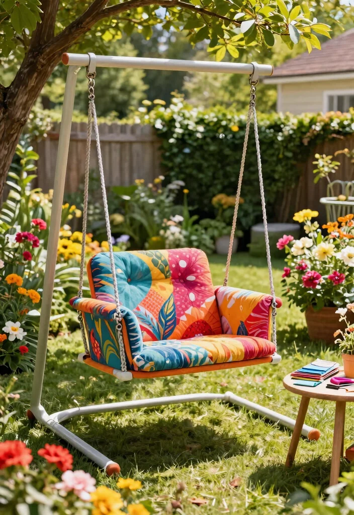 15 Swing Chair Outdoor Ideas That Hang Without Drilling Into Walls - 4. DIY Swing Chair with a Stand 1