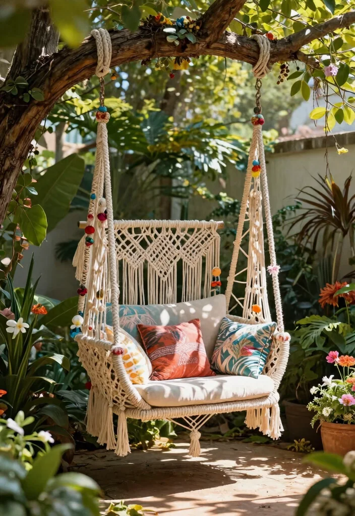 15 Swing Chair Outdoor Ideas That Hang Without Drilling Into Walls - 6. Bohemian Style Swing Chairs 1