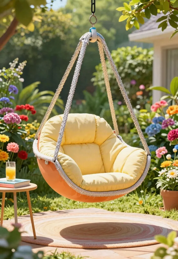 15 Swing Chair Outdoor Ideas That Hang Without Drilling Into Walls - 7. Colorful Pod Chairs 1
