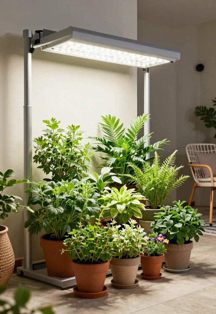 15 Terrace Garden Ideas for Small Spaces Without Soil Spills - 13. Grow Light Setup 1